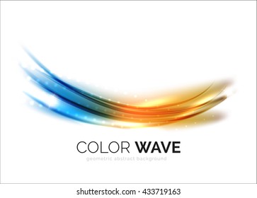 Blurred vector wave design elements with shiny light effects