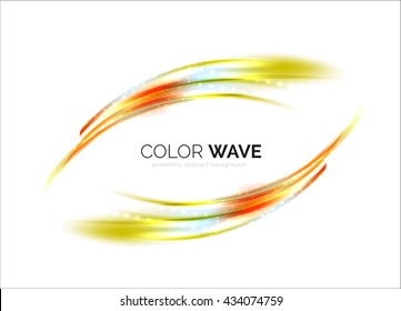 Blurred vector wave design elements with shiny light effects