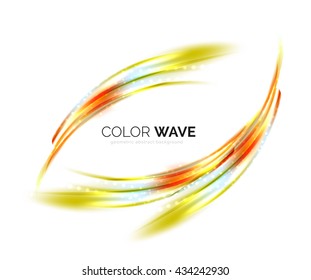 Blurred vector wave design elements with shiny light effects