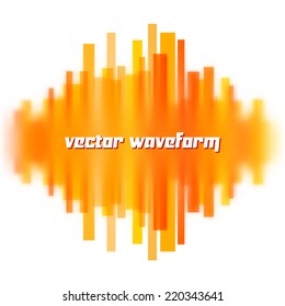 Blurred vector waveform made of transparent orange lines