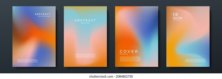 Fondo vibrante y desenfocado, decorado con modernos patrones abstractos de gradiente de color borroso. Colección de plantillas lisas para folletos, carteles, pancartas, volantes y tarjetas. Ilustración del vector