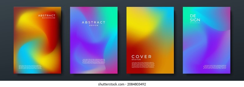Blurred vivid vibrant backgrounds set with modern abstract blurred color gradient patterns. Smooth templates collection for brochures, posters, banners, flyers and cards. Vector illustration.