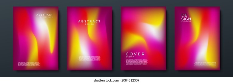 Colores de color de gradiente vibrante, nítidos y nítidos, combinados con modernos patrones abstractos de gradiente de color borroso. Colección de plantillas para folletos, carteles, pancartas, volantes y tarjetas. Ilustración vectorial.