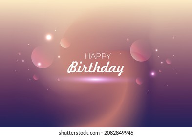 Blurred warm colors gradient background with stars and circles and lettering happy birthday
