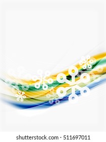 Blurred wave line with snowflakes. Christmas message presentation template, vector abstract background