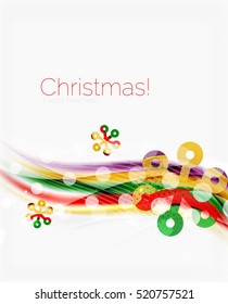 Blurred wave line with snowflakes. Christmas message presentation template, vector abstract background