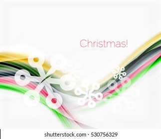 Blurred wave line with snowflakes. Christmas message presentation template, vector abstract background