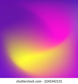 Blurred wavy bright gradient background. Purple, pink, yellow abstract square wallpaper. Liquid flowing vibrant mesh texture. 
