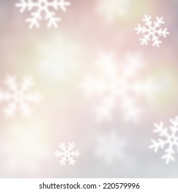 Fundo de inverno turvo com flocos de neve desfocados. Ilustração de Natal. 