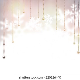 Unscharfer Winterhintergrund mit dezenten Schneeflocken. Weihnachtsgrafik. 