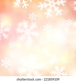 Blurred winter background with defocused snowflakes. Christmas illustration. 