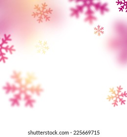 Blurred winter background with defocused snowflakes. Christmas illustration. 