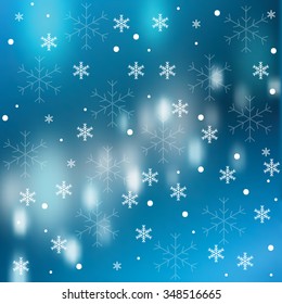 Blurred winter background with snowflakes.Vector illustration.