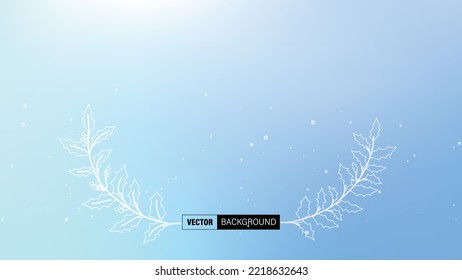 Blurred winter light snowflakes white botanical on multicolor gradient background.