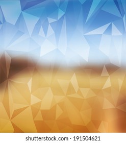 Blurred yellow and blue abstract background polygonal mosaic on top.  Mesh is used to create smooth color transaction. 