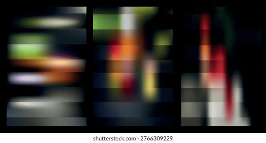 A blurry abstract background with colorful pixels and black borders, creating a unique visual effect