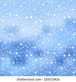 The blurry abstract background for web and mobile design. Vector art. Connected dots and lines create a seamless pattern. 