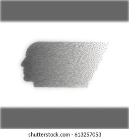 blurry abstract head. effect of movement. gray blurred strip. white background. vector illustration