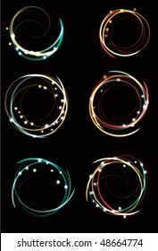 Blurry abstract neon spirals with sparkles. EPS10 file with transparency