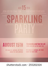 Blurry abstract pink and red party invitation flyer or poster template design