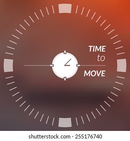 Blurry background with text and index dial. Vector, square. 