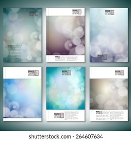 Blurry backgrounds with bokeh effect. Brochure, flyer or report for business, templates vector.