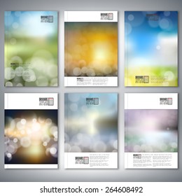 Blurry backgrounds with bokeh effect. Brochure, flyer or report for business, templates vector.