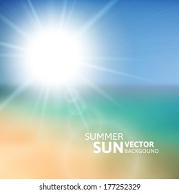 Blurry Beach Blue Sky Summer Sun Stock Vector (Royalty Free) 177252329 ...