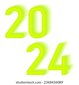 a blurry bright date of 2024. Colorful blurry calligraphic drawing. the concept of the new year, Christmas. Vector illustration.