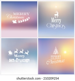 blurry christmas landscape vector greeting card