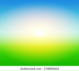 Blurry Farm Field gradient background with of green and blue with light glow for copy space.