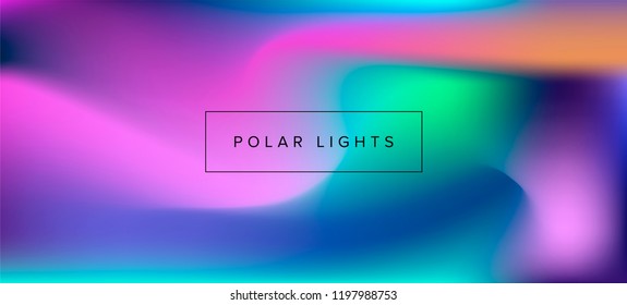 Blurry fluid vector background polar lights  Holographic shiny colors  blue  yellow  green  purple  pink 