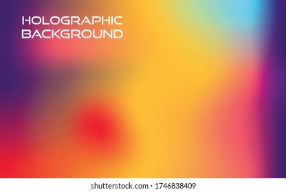 Blurry fluid vector background of polar lights. Holographic shiny colors, blue, yellow, green, purple, red.