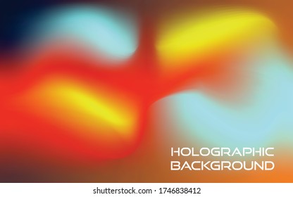 Blurry fluid vector background of polar lights. Holographic shiny colors, blue, yellow, green, purple, red.