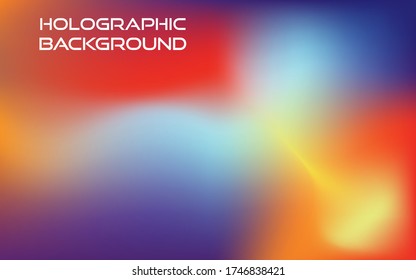 Blurry fluid vector background of polar lights. Holographic shiny colors, blue, yellow, green, purple, red.