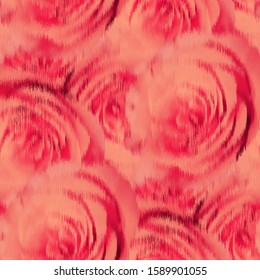 Blurry fuzzy floral rose seamless repeat vector pattern swatch. Velvet fancy faded mysterious flourish dynamic romantic design.