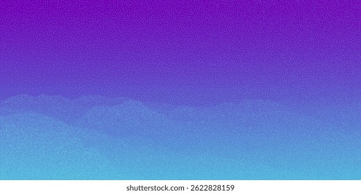 Blurry gradient with grainy texture and soft silhouettes, abstract background with delicate noise effect, mountains in blue and turquoise.