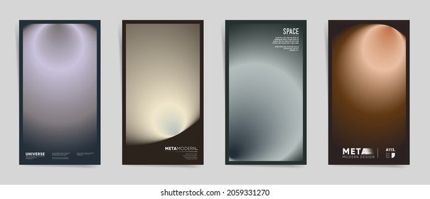 Blurry gradient story template for social media post. Gradient cover template design set for poster, social media post and stories banners. Circular futuristic gradient post frame. Vector story set.