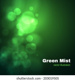 Blurry green mystic fog. Vector illustration.