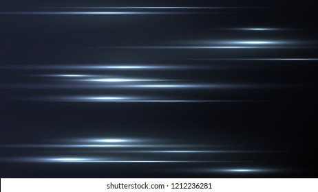 Blurry highlights on a dark background. High-speed abstraction. Shining fine lines. Vector background