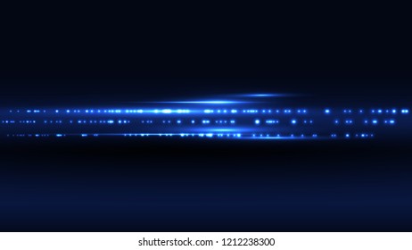Blurry highlights on a dark background. High-speed abstraction. Shining fine lines. Vector background