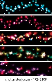 Blurry light effect bokeh web banners. EPS10 file with transparency