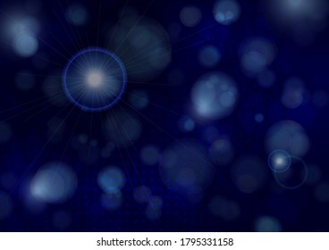 Blurry lights bokeh flash effect circle random dust falling poster background. Magic design for greeting cards and posters. Place for your text. Vector illustration