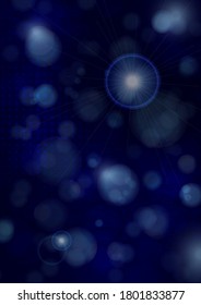 Blurry lights bokeh flash effect circle random dust falling poster background. Magic design for greeting cards and posters. Place for your text. Vector illustration