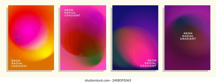 Blurry Neon light radial gradient cover poster background design set, for cover, book, ppt, magazine, poster, catalog, flyer, etc.
A4 size EPS 10 vector design.