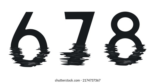 blurry numbers 6, 7, 8. Vector graphics