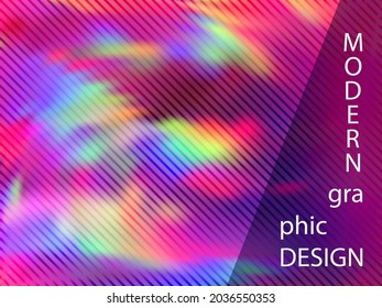 Plantilla vectorial de gradiente holográfico de presentación borrosa. Elementos de superposición del rompecabezas del líquido. Fondo holográfico de degradado moderno para presentación.