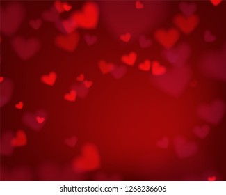 blurry red heart background with copyspace. Concept design for banner, background template for Valentine's Day in vector illustration