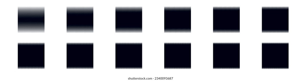 Blurry shape elements squares. Soft blob and fluid graphic designs within a grunge stamp border. Flat vector illustrations isolated on white background