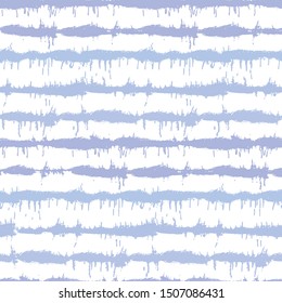 Blurry shibori striped tie dye background. Seamless pattern irregular stripe on bleached resist white background. Japanese style dip dyed batik textile. Variegated textured trendy fashion swatch.